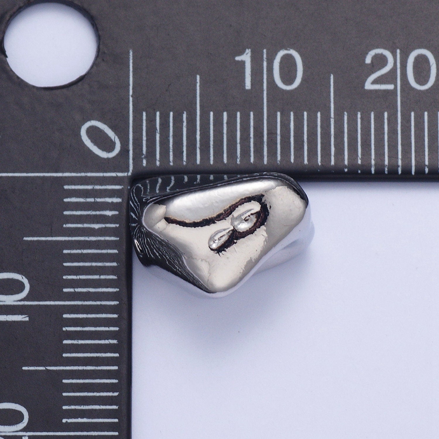 Tiny Abstract Geometric Dented Shape 12.8x9.0mm Bead Spacer, Gold Silver Plated Geometric Bead Spacer for DIY Jewelry Making | W-924, W-925