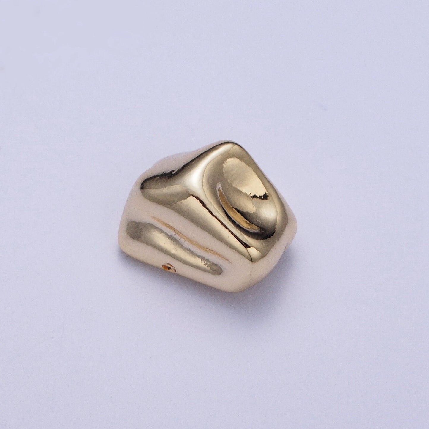 Tiny Abstract Geometric Dented Shape 12.8x9.0mm Bead Spacer, Gold Silver Plated Geometric Bead Spacer for DIY Jewelry Making | W-924, W-925