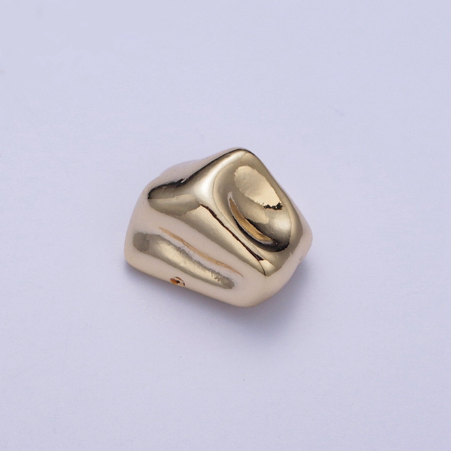 Tiny Abstract Geometric Dented Shape 12.8x9.0mm Bead Spacer, Gold Silver Plated Geometric Bead Spacer for DIY Jewelry Making | W-924, W-925