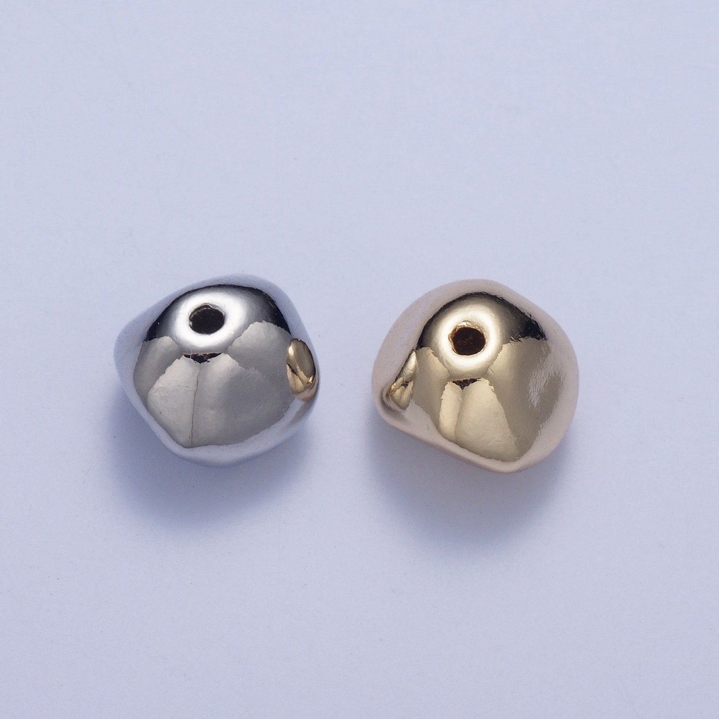 Tiny Abstract Round-ish 7.4mm x 9.4mm Bead Spacer, Gold Silver Plated Abstract Bead Spacer for DIY Jewelry Making | W-926, W-927