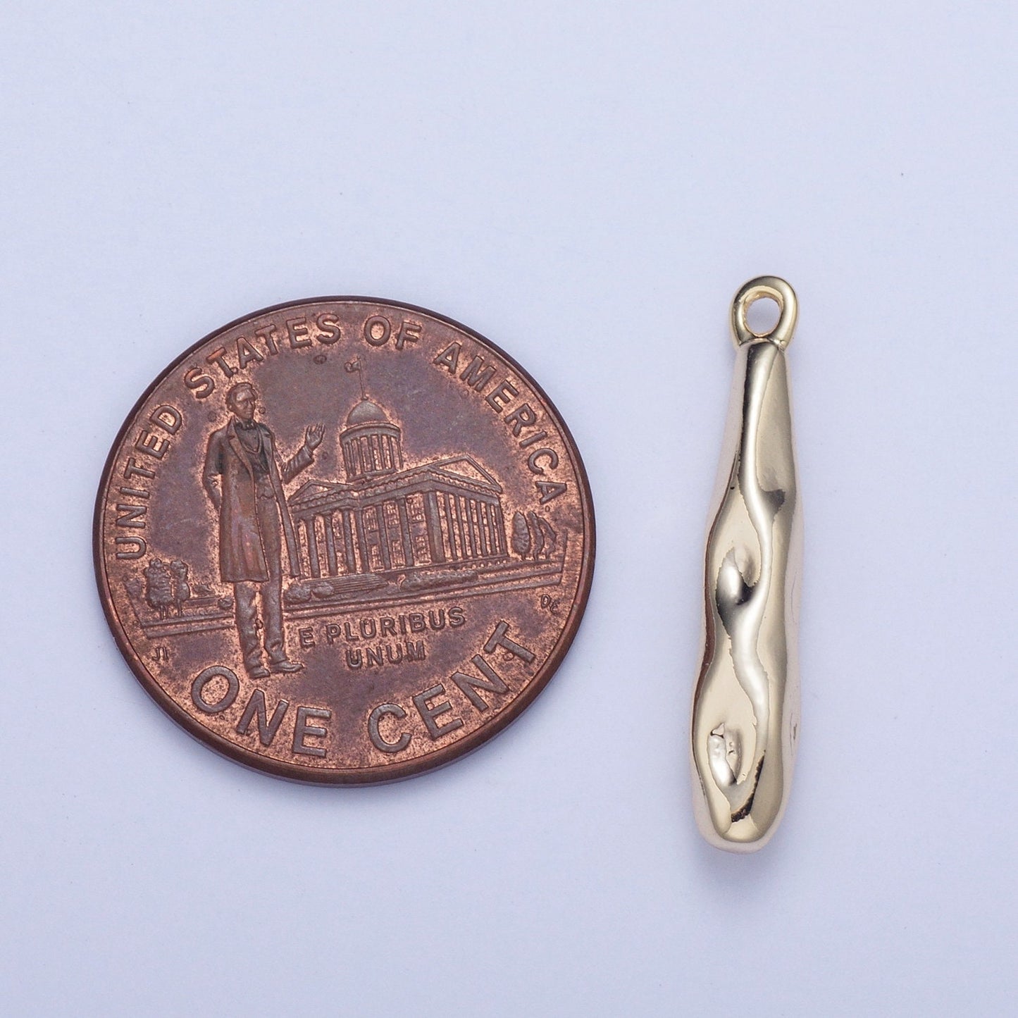Long Abstract Dented Cave Man Sticks Pendant, Gold Silver Plated Dented Sticks Charm for Jewelry Making | X-700, X-701