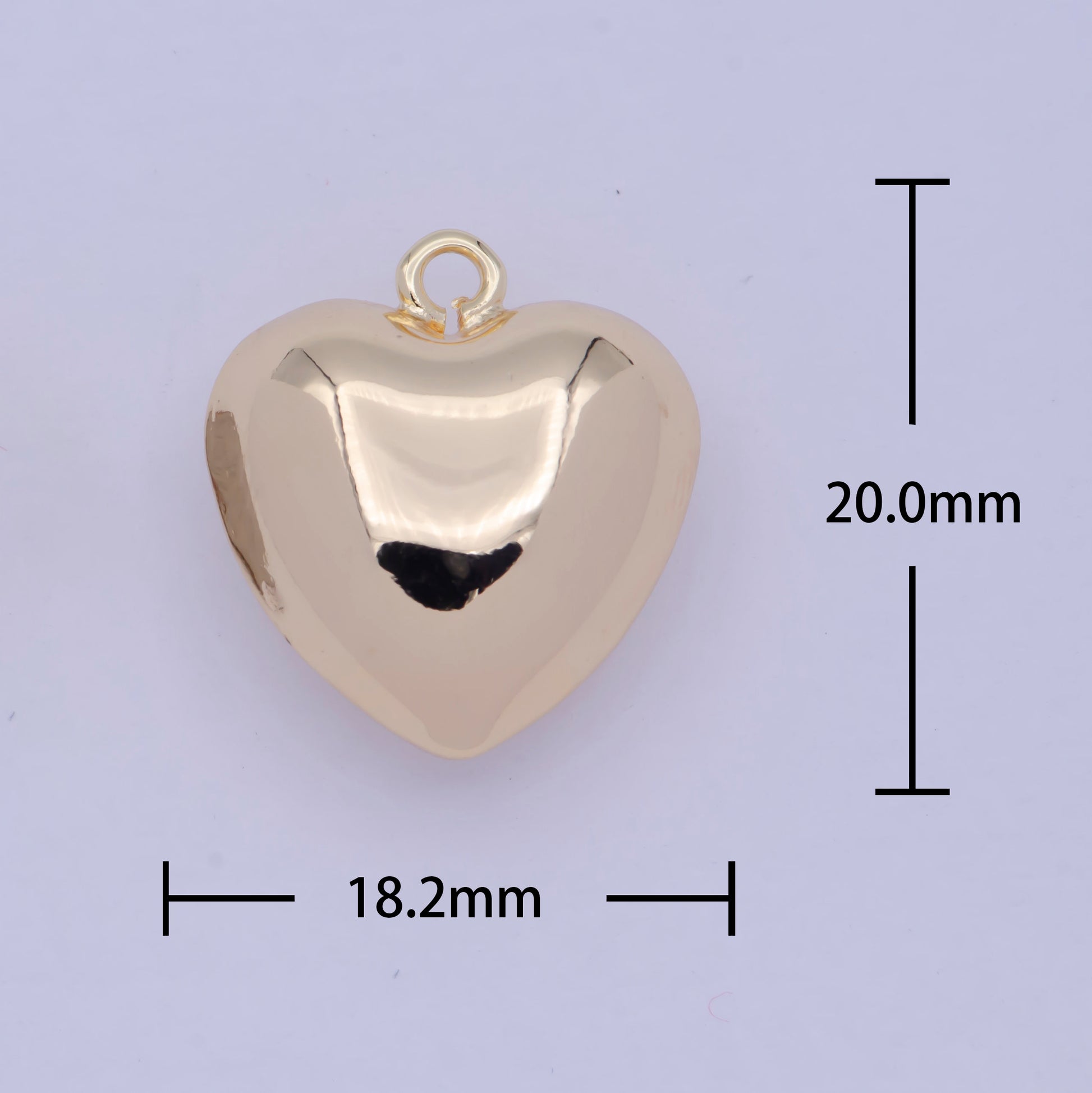 Bulgy Thick Gold Love Heart Charm, 16K Gold Plated Heart Stamps for Necklace Pendant | E-775