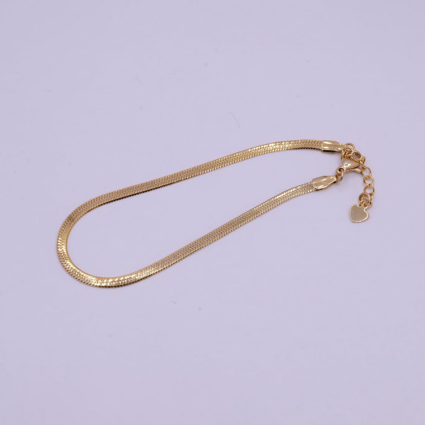 3.0mm, 4.0mm, 5.0mm Gold Herringbone Chain Bracelets, 24K Gold Filled 7.0" + 1.0" Extender Stack Bracelets | WA-928, WA-927, WA-929