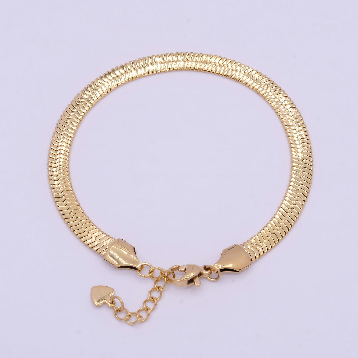 3.0mm, 4.0mm, 5.0mm Gold Herringbone Chain Bracelets, 24K Gold Filled 7.0" + 1.0" Extender Stack Bracelets | WA-928, WA-927, WA-929