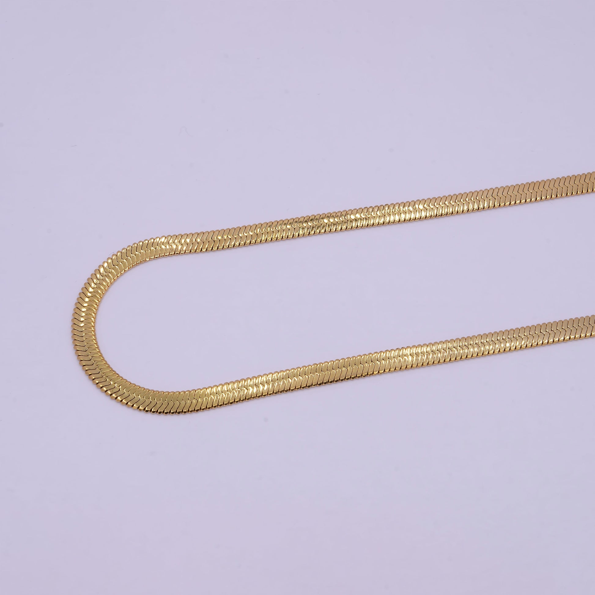 3.8mm Gold Herringbone Necklace, 24K Gold Filled 18.0" + 2.0 Extender Delicate Gold Snake Necklace | WA-930