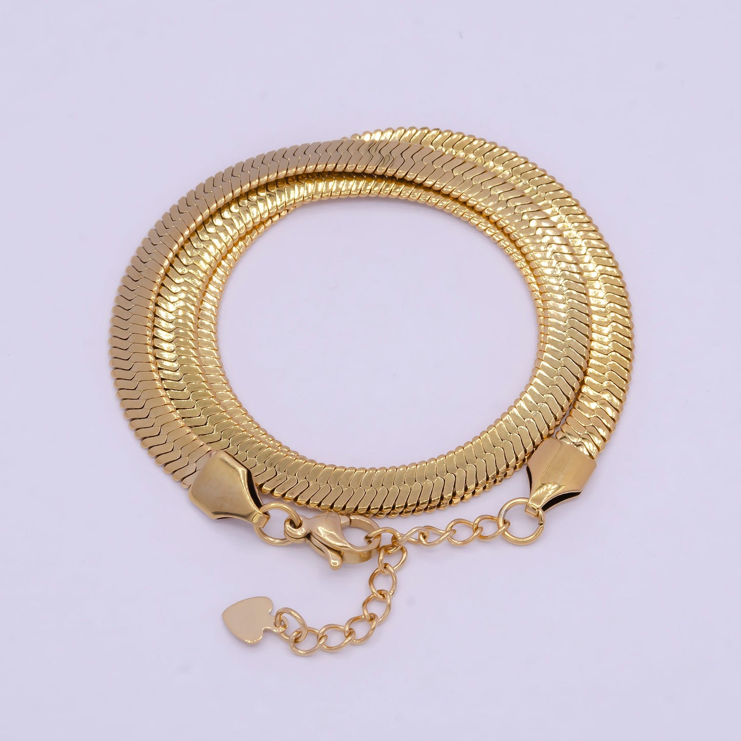 3.8mm Gold Herringbone Necklace, 24K Gold Filled 18.0" + 2.0 Extender Delicate Gold Snake Necklace | WA-930