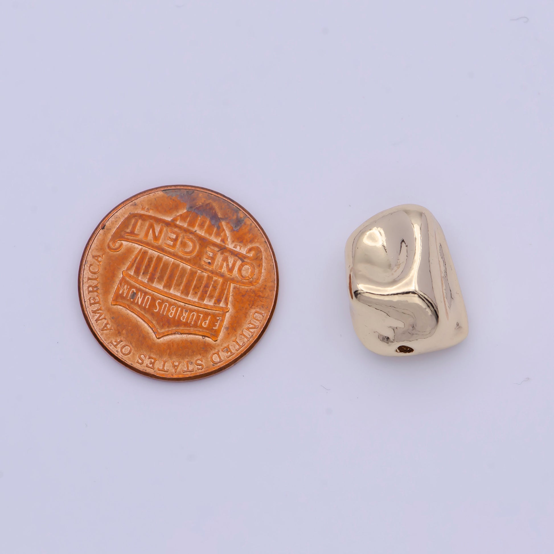 Tiny Abstract Dented Geometric 13.7mm x 10.4mm Bead Spacer, 14K Gold Plated Crushed Abstract Bead Spacer for DIY Jewelry Making | B-118