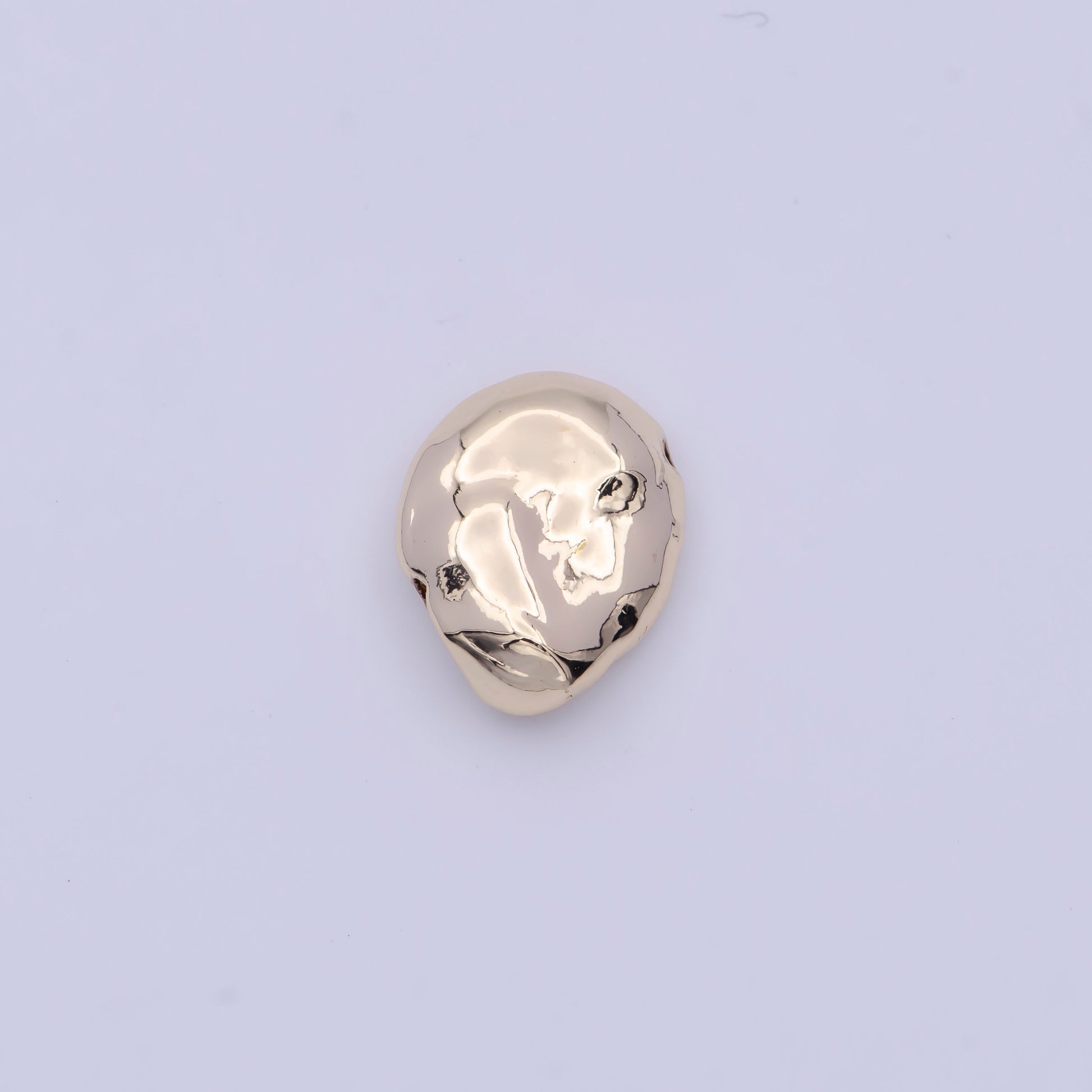 Tiny Abstract Flat Shaped 11.7mm x 13.4mm Bead Spacer, 14K Gold Plated Flat Oblong Abstract Bead Spacer for DIY Jewelry Making | B-078