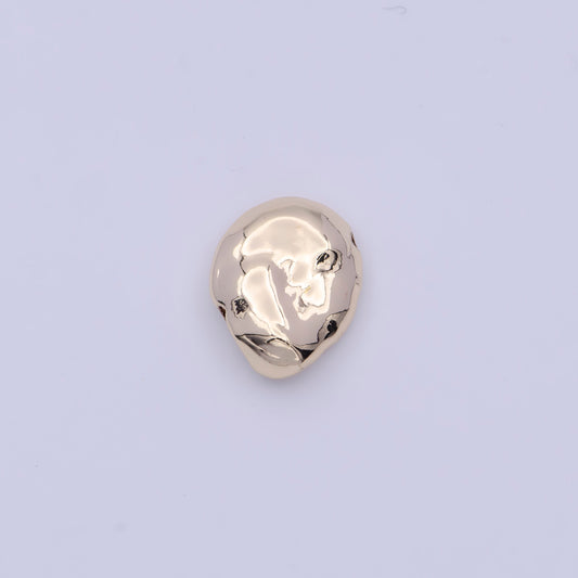 Tiny Abstract Flat Shaped 11.7mm x 13.4mm Bead Spacer, 14K Gold Plated Flat Oblong Abstract Bead Spacer for DIY Jewelry Making | B-078