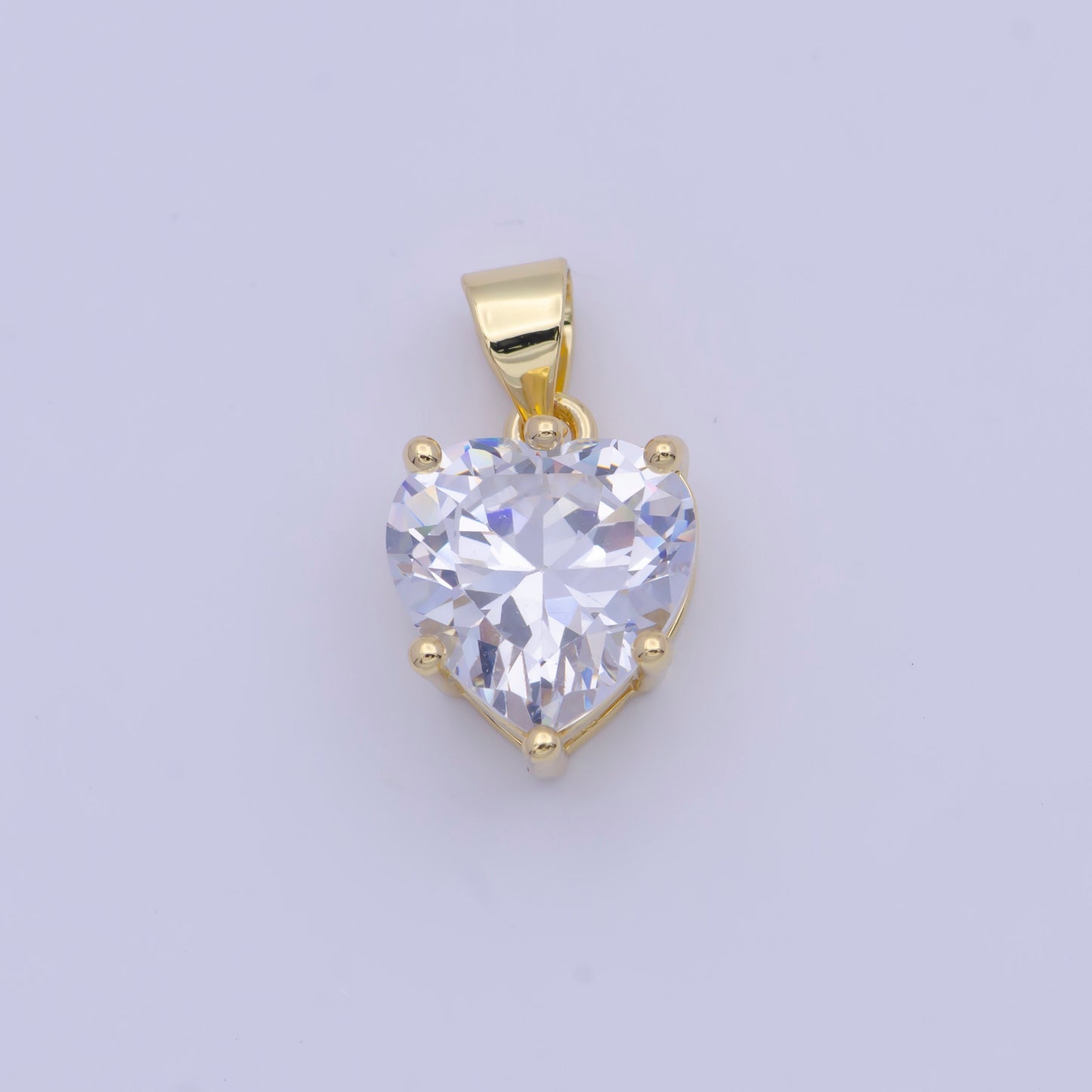 Pink and White Small Heart Pendants, 24K Gold Filled Micro Paved Cubic Zirconia Love Heart Charms | X-523, X-524