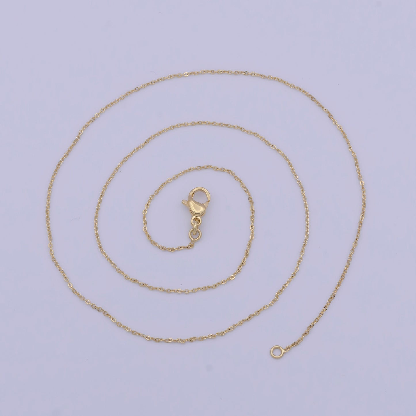 0.9mm Gold Cable Chain Necklace, 24K Gold Filled 17.5" Cable Rolo Link Ready to Wear Necklace | WA-1152