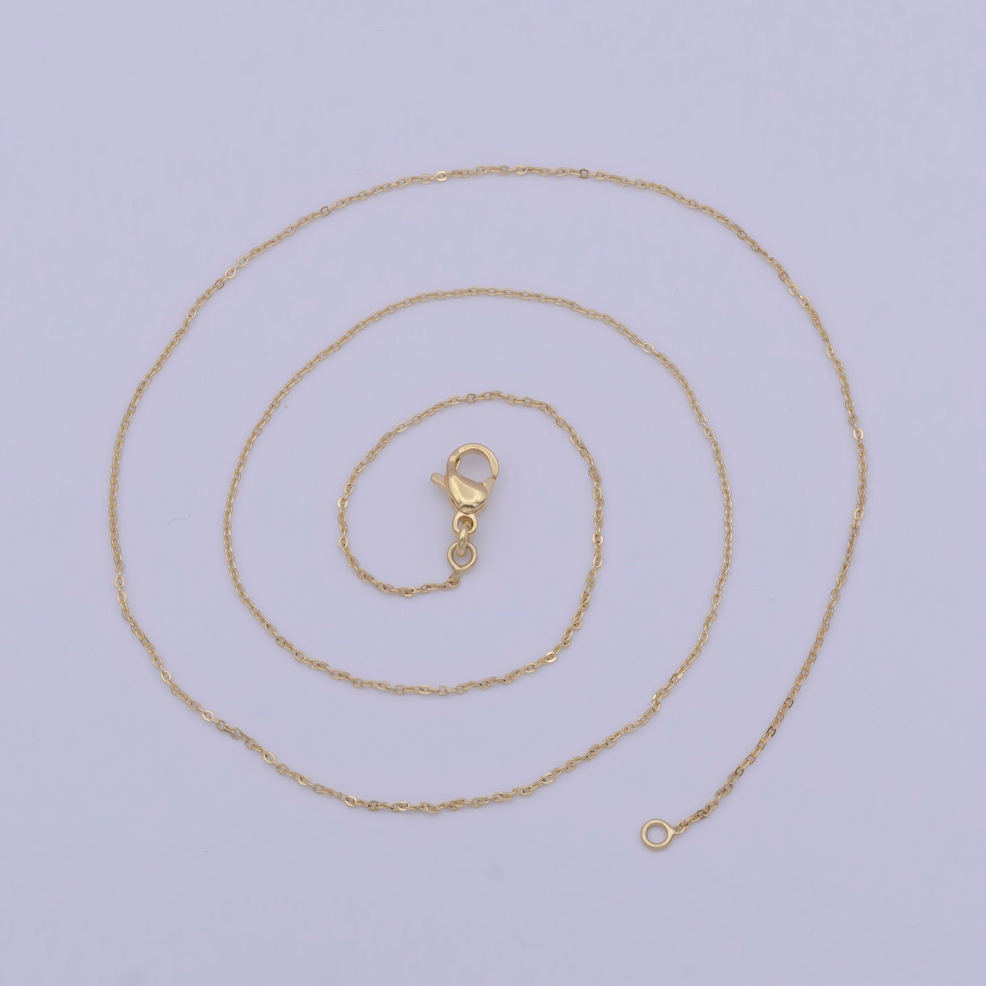 0.9mm Gold Cable Chain Necklace, 24K Gold Filled 17.5" Cable Rolo Link Ready to Wear Necklace | WA-1152