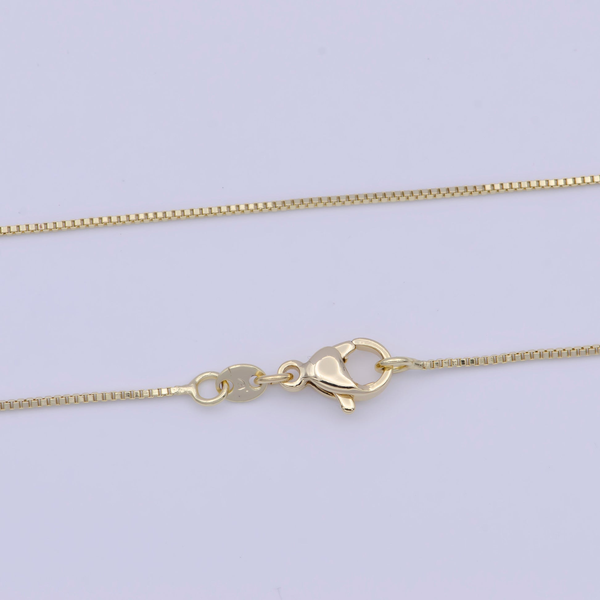 0.8mm Dainty Gold Box Chain Necklace, 14K Gold Plated 19.0" Box Link Ready to Wear Necklace | WA-1116