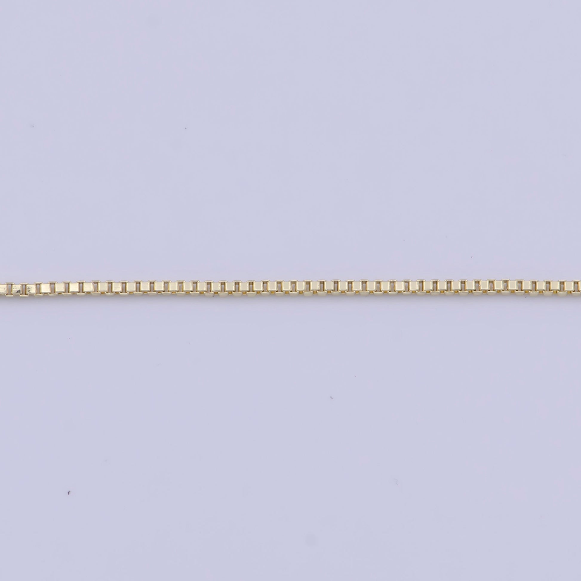 0.8mm Dainty Gold Box Chain Necklace, 14K Gold Plated 19.0" Box Link Ready to Wear Necklace | WA-1116