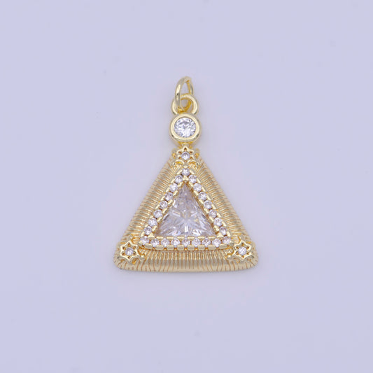 24K Gold Mini Starry Triangle CZ Clear Stone Pendant, Add on Charm Dainty Crystal Cz Stone for Necklace Bracelet Supply | X-715