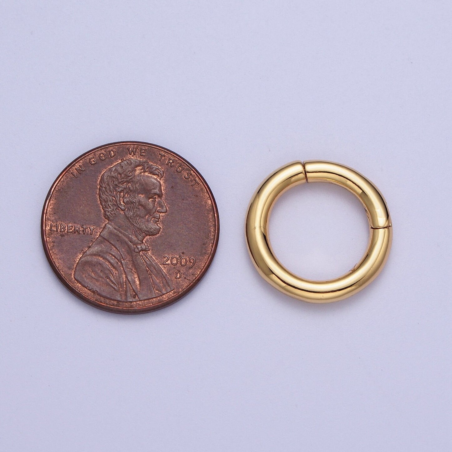 Gold Round Spring Gate Ring, 24K Gold Filled 11.7mm & 15.7mm Simple Round Circle Spring Pull Clasp | L-933, L-934