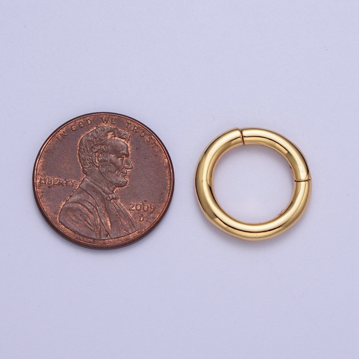 Gold Round Spring Gate Ring, 24K Gold Filled 11.7mm & 15.7mm Simple Round Circle Spring Pull Clasp | L-933, L-934