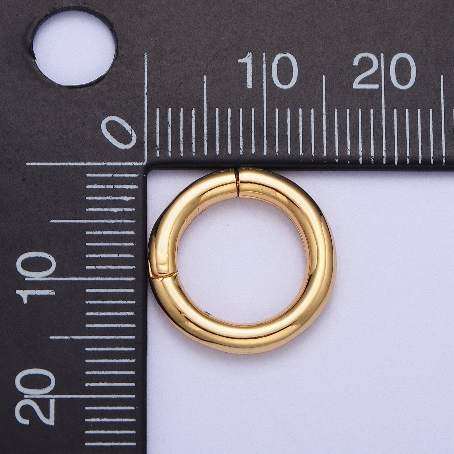 Gold Round Spring Gate Ring, 24K Gold Filled 11.7mm & 15.7mm Simple Round Circle Spring Pull Clasp | L-933, L-934