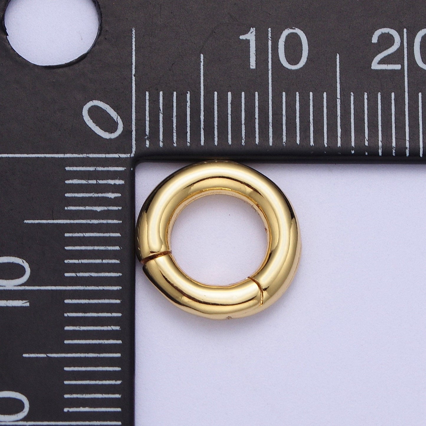 Gold Round Spring Gate Ring, 24K Gold Filled 11.7mm & 15.7mm Simple Round Circle Spring Pull Clasp | L-933, L-934