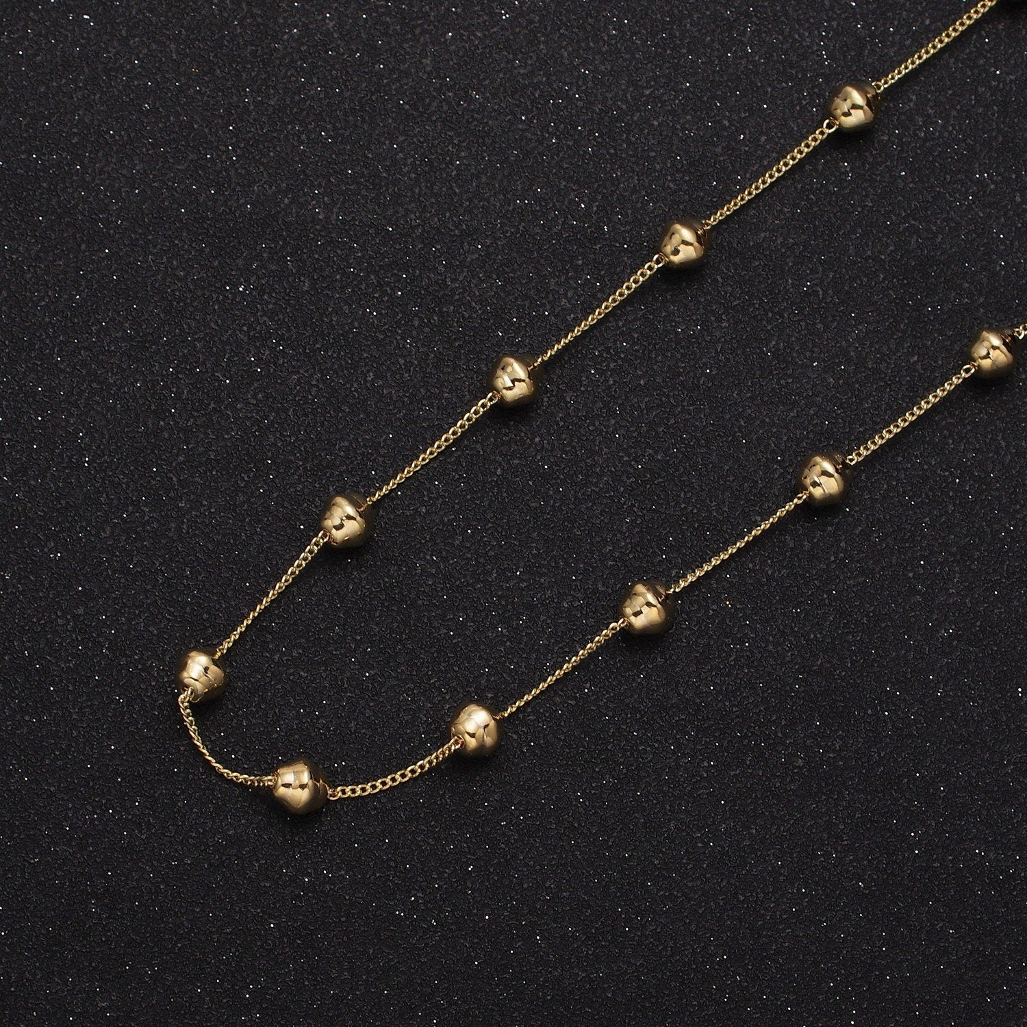 Unfinished Gold Geometric Beaded Satellite Chain by Yard, 24K Gold Plated CCB Wholesale Bulk Satellite Roll Chain | ROLL-833