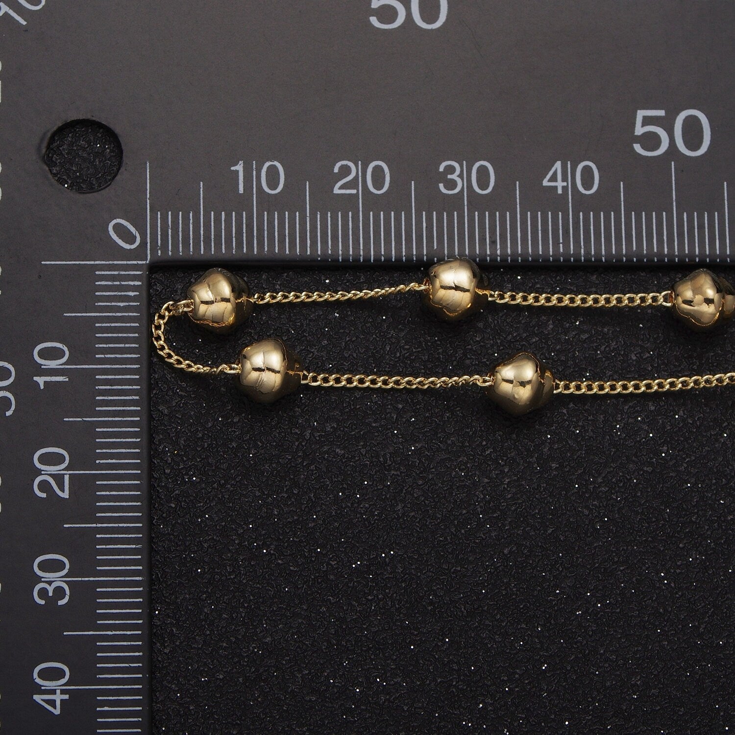 Unfinished Gold Geometric Beaded Satellite Chain by Yard, 24K Gold Plated CCB Wholesale Bulk Satellite Roll Chain | ROLL-833
