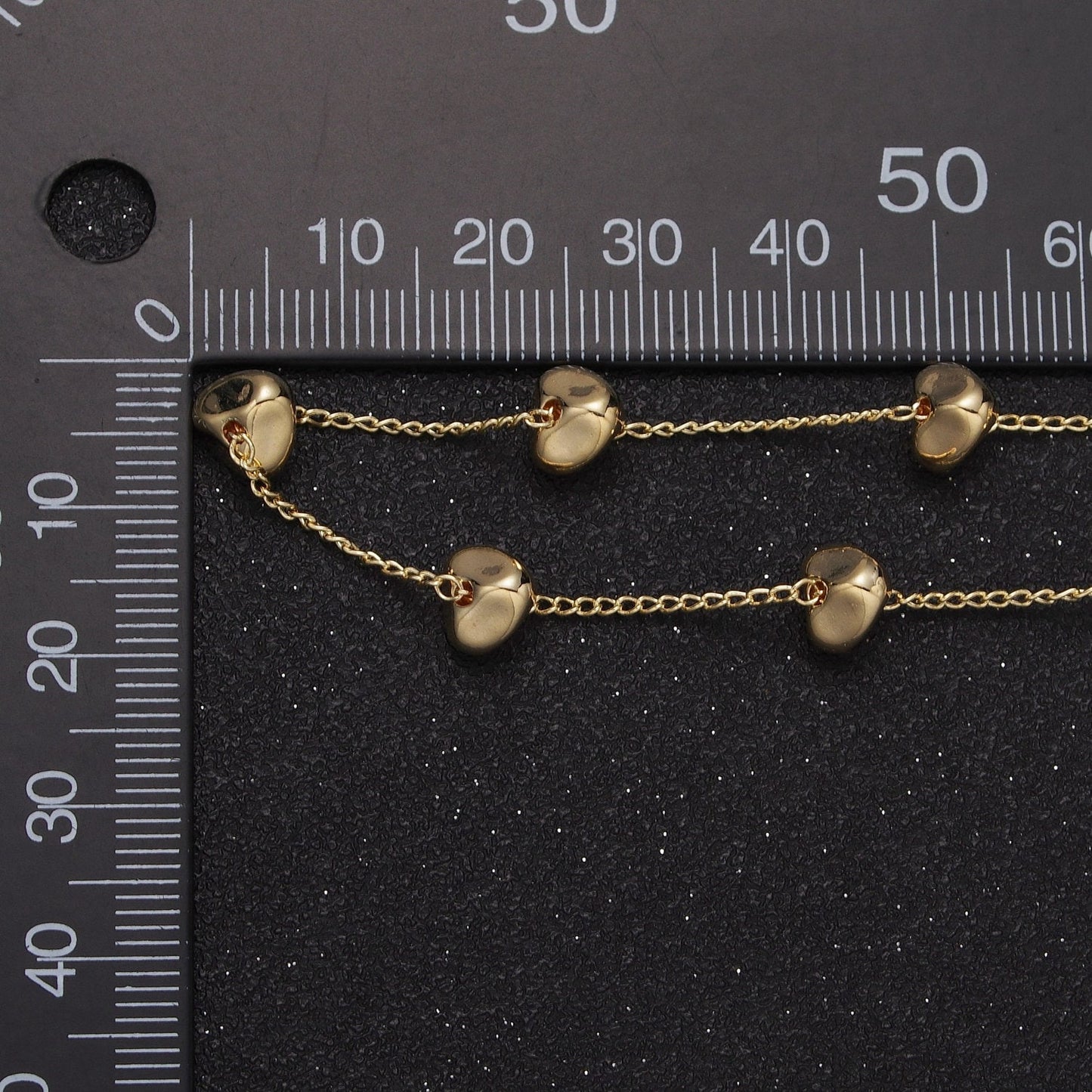 Unfinished Gold Mini Dented Triangular Beaded Satellite Chain by Yard, 24K Gold Plated CCB Wholesale Bulk Satellite Roll Chain | ROLL-839