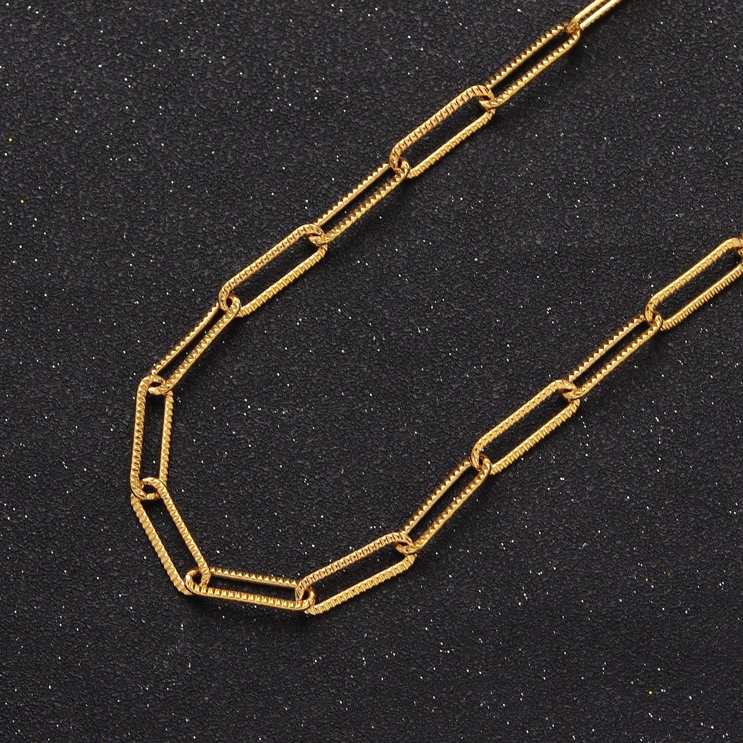 Unfinished Gold Paperclip Chain by Yard, 24K Gold Filled 15.4mm x 4.6mm Paper Clip Bulk Wholesale Roll Chain Supply | ROLL-844, -845