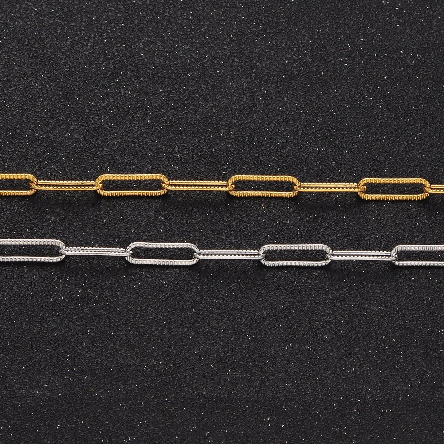 Unfinished Gold Paperclip Chain by Yard, 24K Gold Filled 15.4mm x 4.6mm Paper Clip Bulk Wholesale Roll Chain Supply | ROLL-844, -845