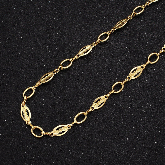 5.8mm Gold Decorative Hollow Round Oval Chain w. Figure Eight Link by Yard, 24K Gold Filled Wholesale Bulk Roll Chain | ROLL-851