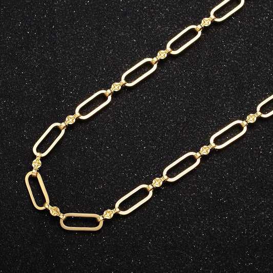 6.0mm Gold Paperclip Cable Chain w. Figure Eight North Star Connector by Yard, 24K Gold Filled Wholesale Bulk Roll Chain | ROLL-856