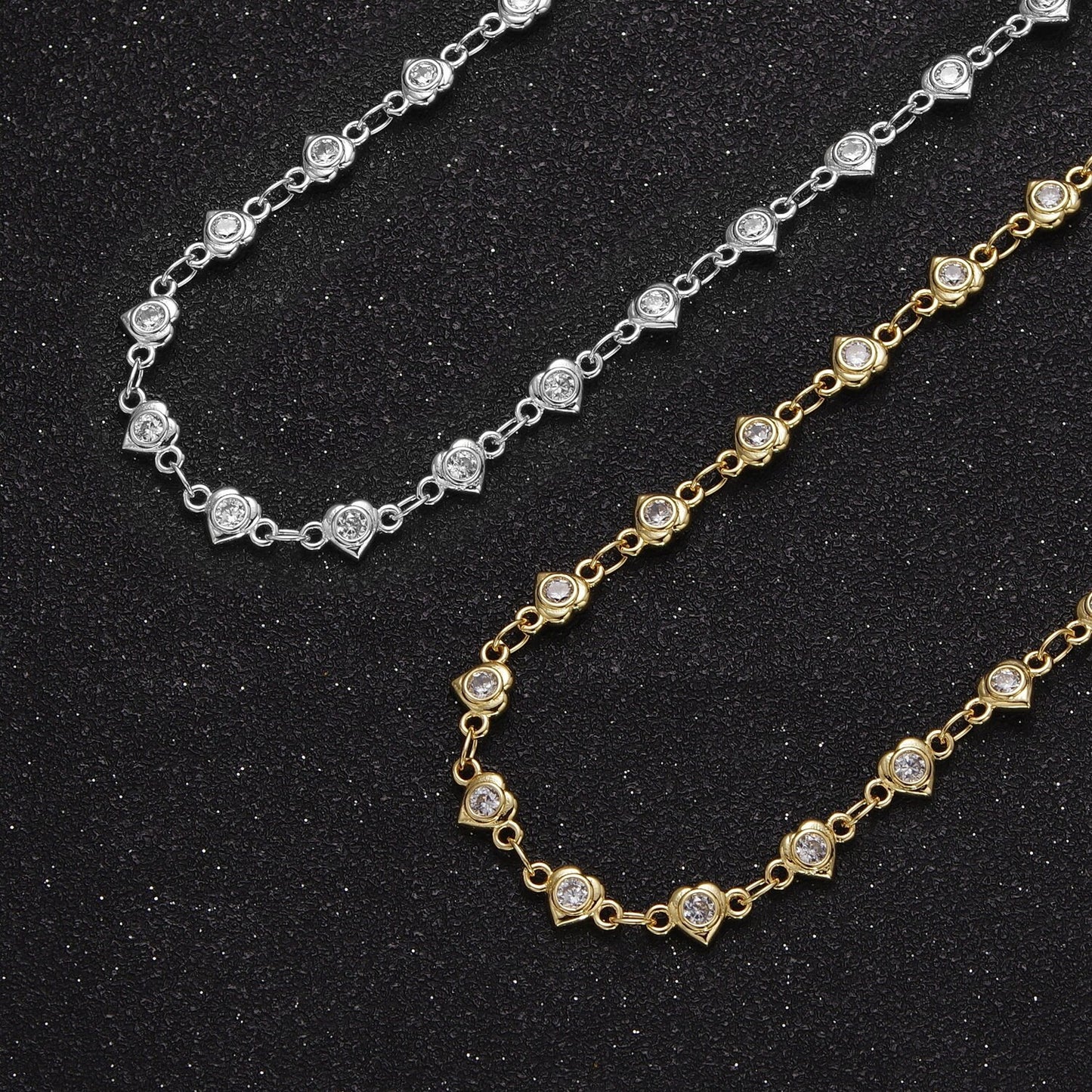 Heart Jewelry Chain Gold / Silver Chain Dainty Chain by Yard DIY Jewelry Making Roll-869