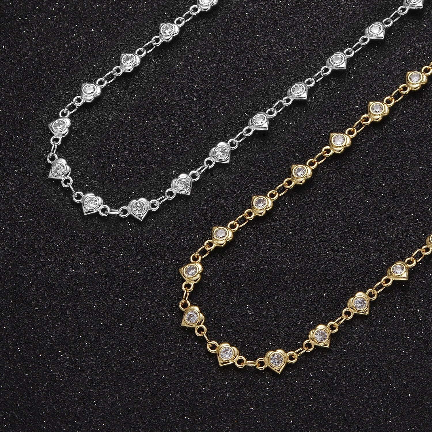 Heart Jewelry Chain Gold / Silver Chain Dainty Chain by Yard DIY Jewelry Making Roll-869