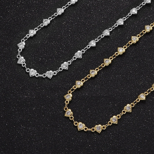 Heart Jewelry Chain Gold / Silver Chain Dainty Chain by Yard DIY Jewelry Making Roll-869
