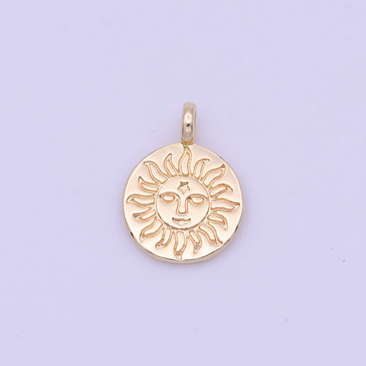 Mini Gold Sun Charm Sun Face Pendant d-469