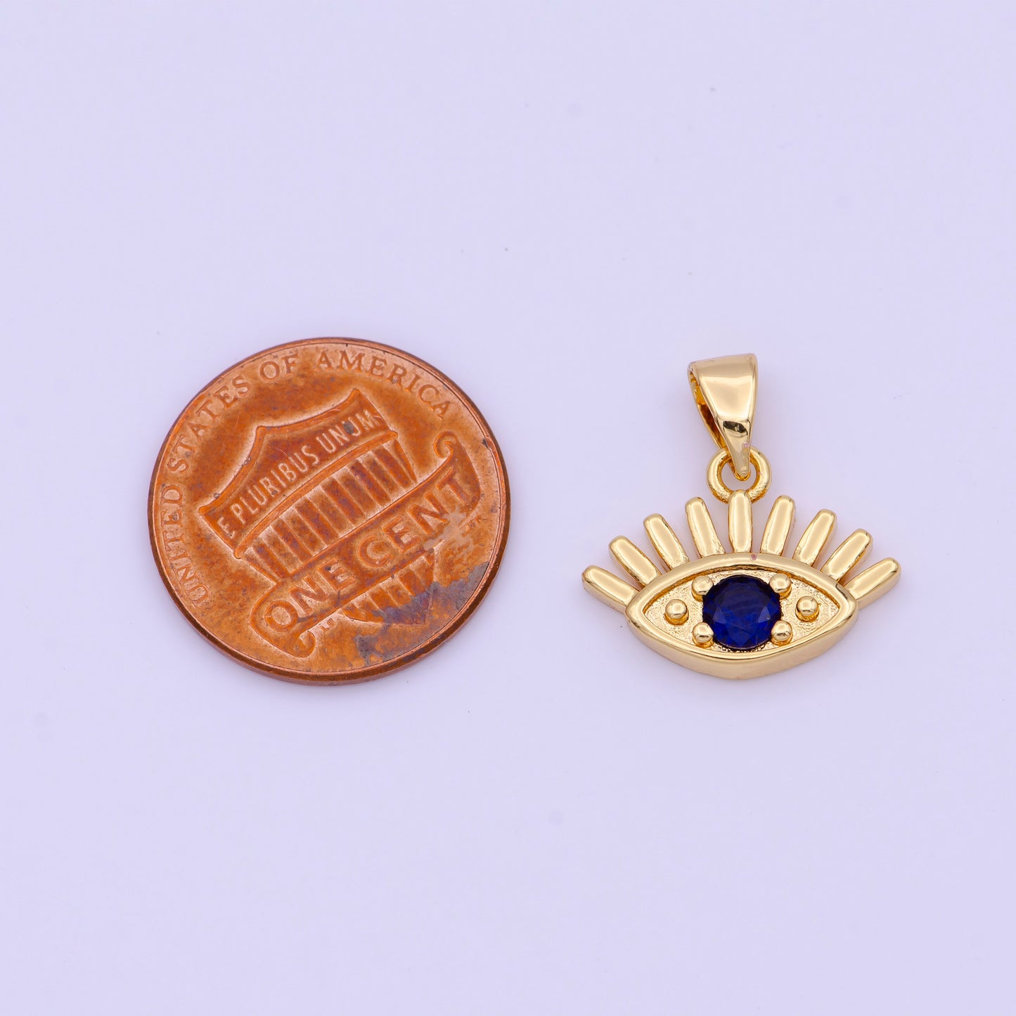 Dainty Evil Eye Pendant Blue Cz Eye Charm H-573