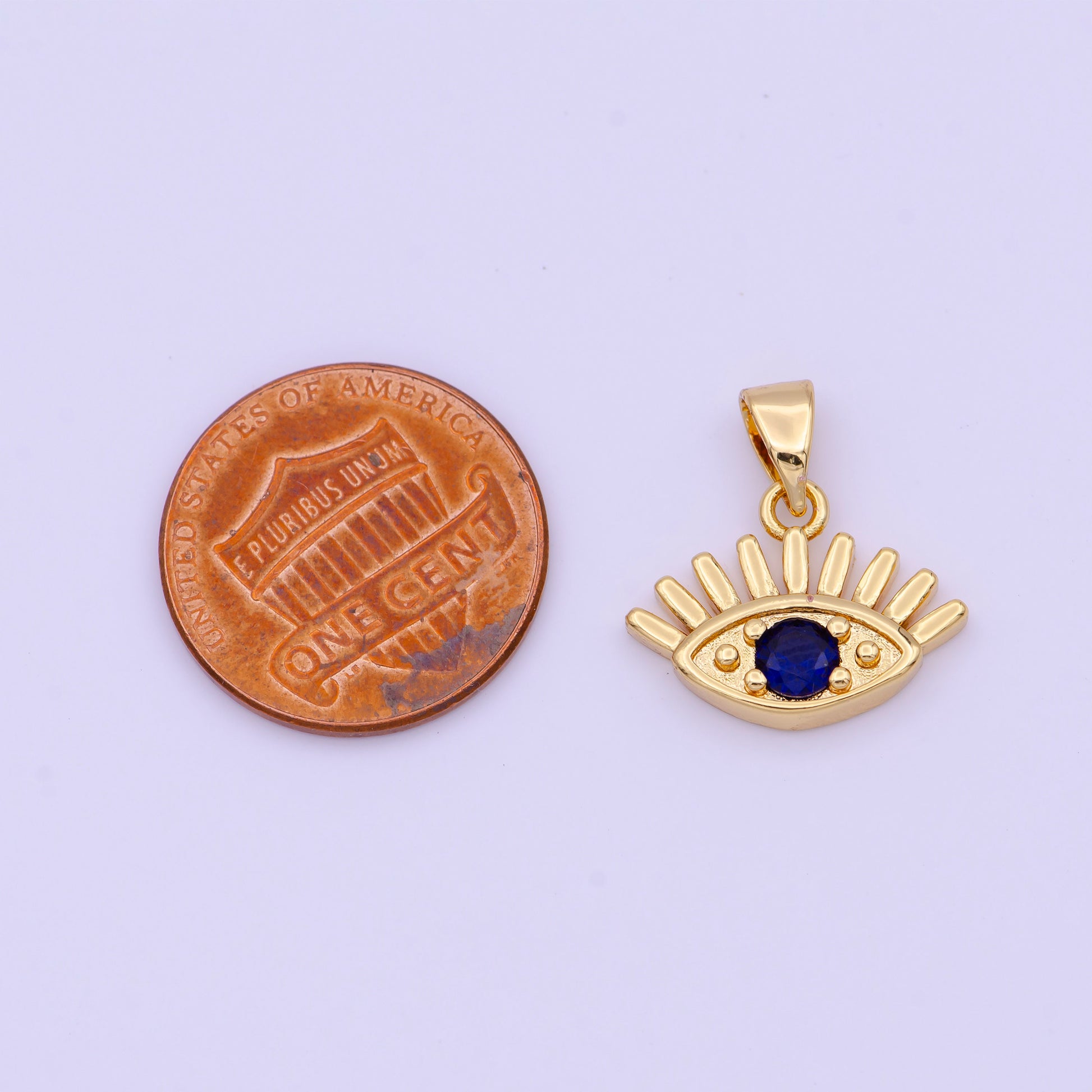 Dainty Evil Eye Pendant Blue Cz Eye Charm H-573