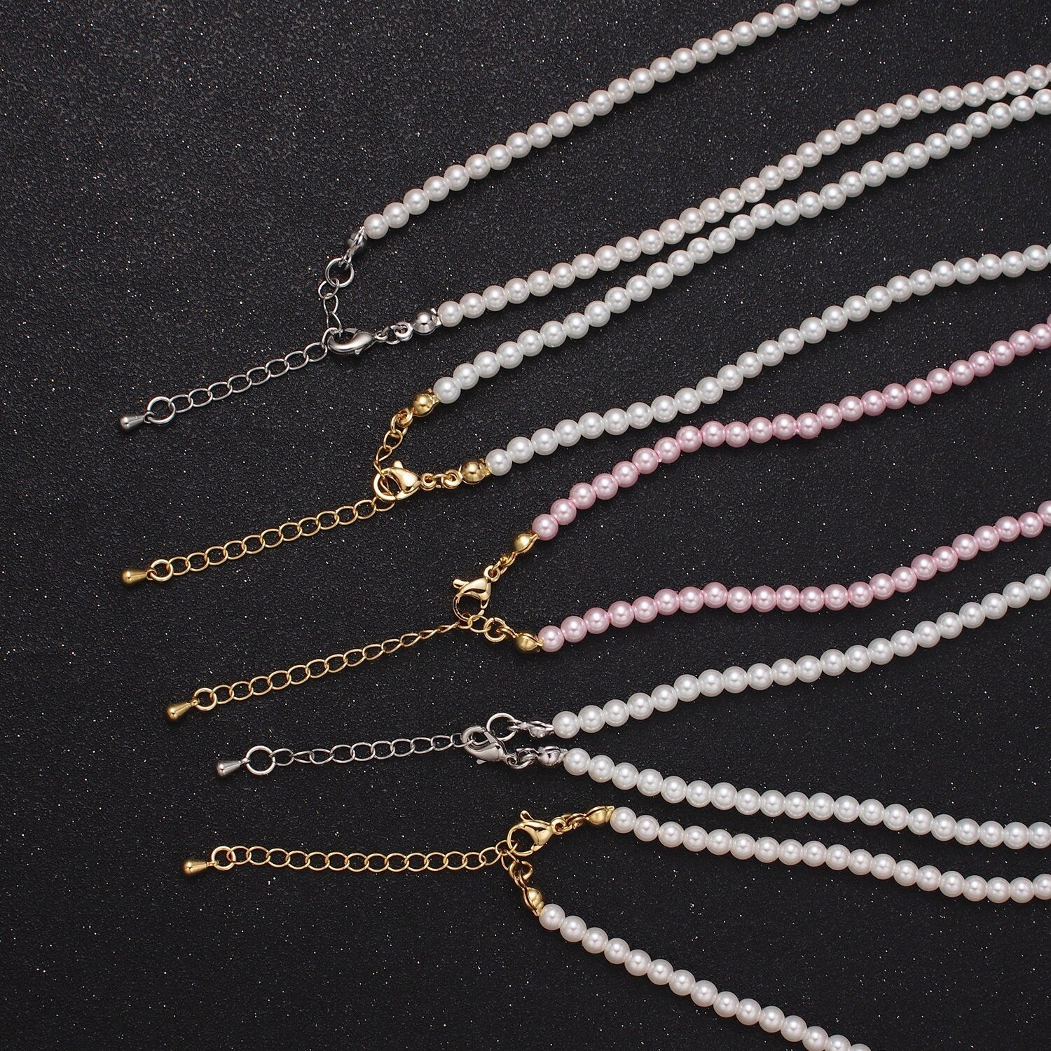Elegant 17.0" + 2.0" Extender Shell Pearl Ready to Wear 24K Gold Plated/ Silver Necklaces | WA-1176~WA-1180