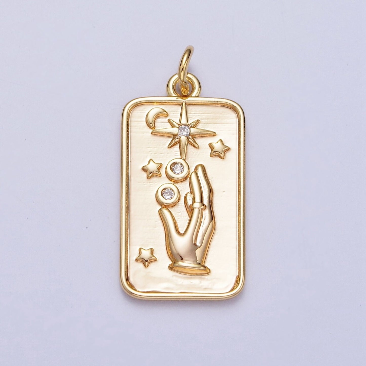 Gold Celestial The Stars Tarot Tag Charm for add on Pendant for Necklace Bracelet| N-553