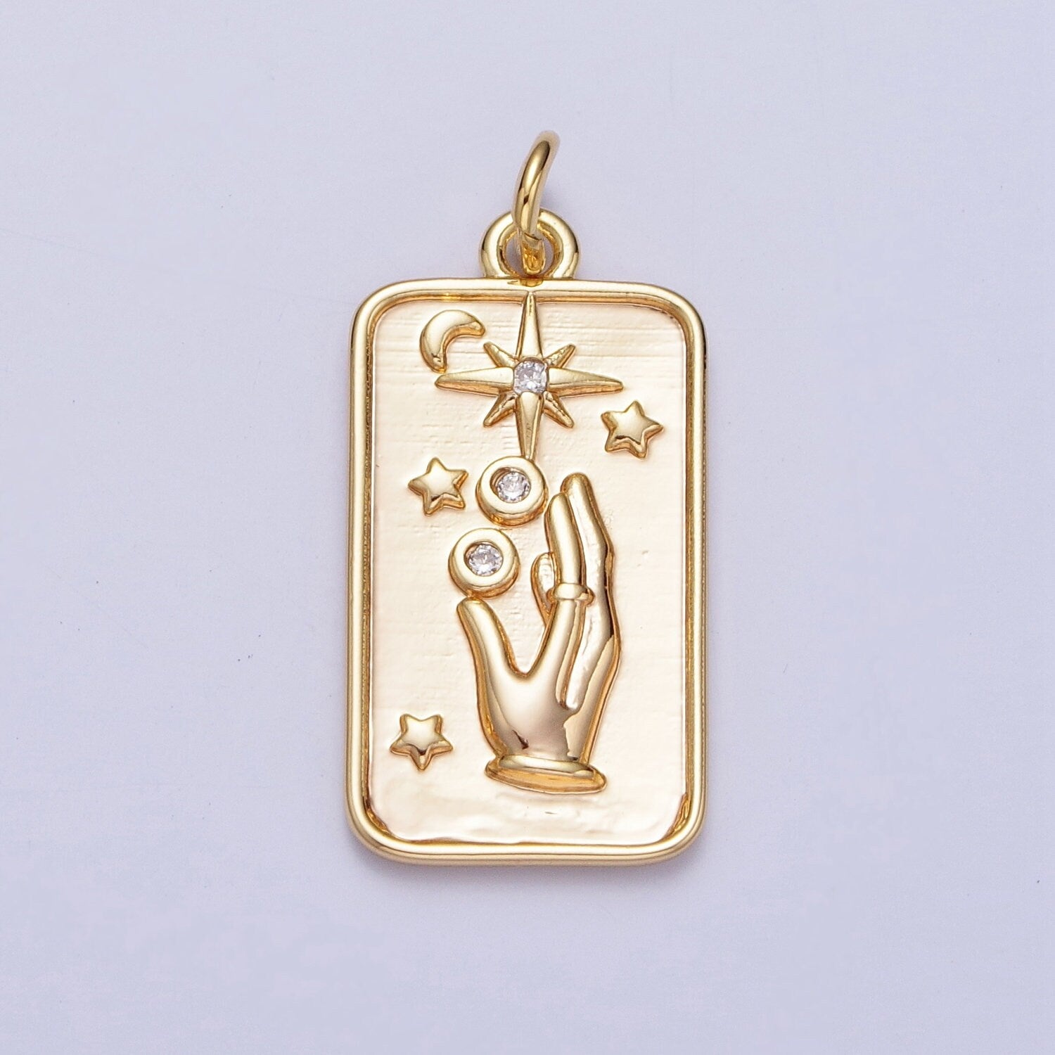 Gold Celestial The Stars Tarot Tag Charm for add on Pendant for Necklace Bracelet| N-553