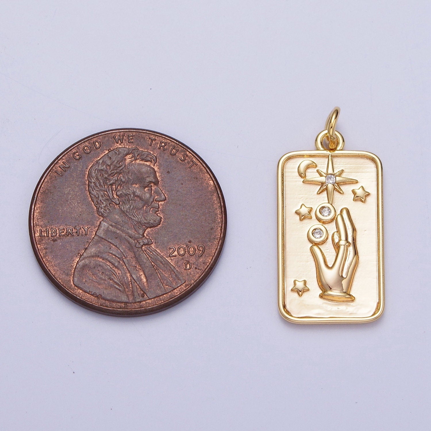 Gold Celestial The Stars Tarot Tag Charm for add on Pendant for Necklace Bracelet| N-553