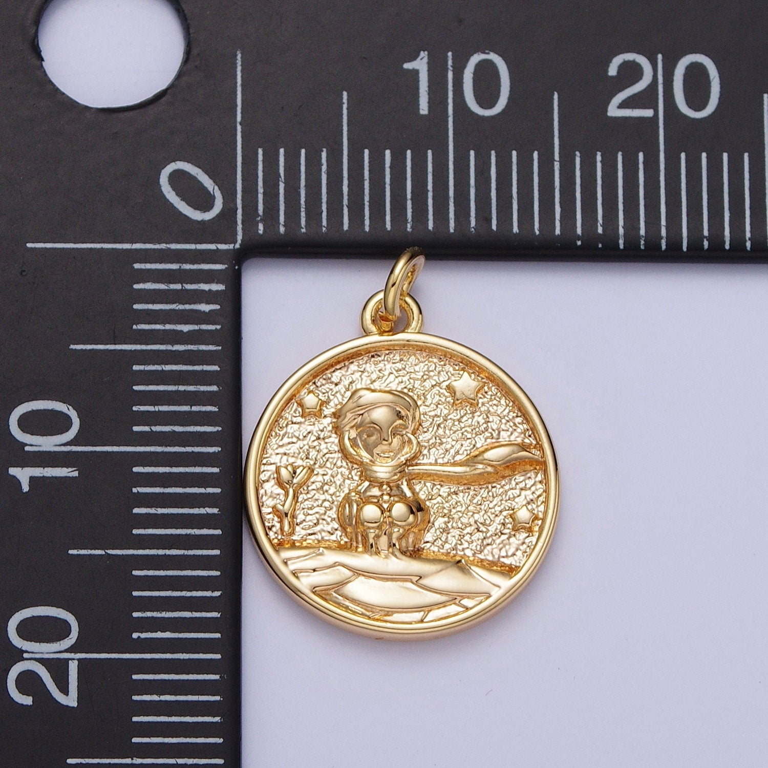 16K Gold Filled Winter Boy in the Snowy Starry Night Coin Charm | N-215
