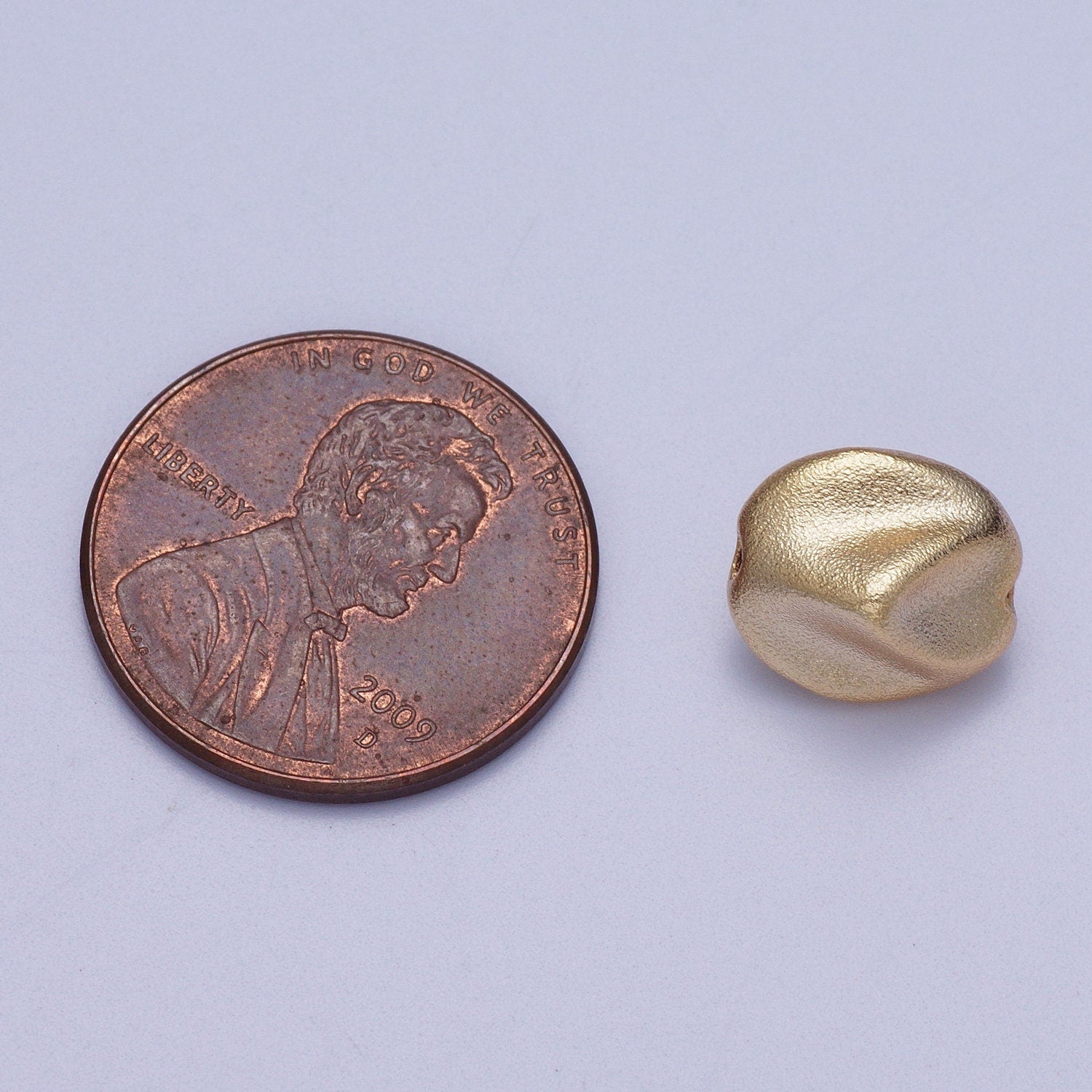 20x Matte Gold Plated Bean shape beads, 10.7 x 9.5 mm Gold nugget beads for jewelry making Bracelet Necklace Supply BD-016