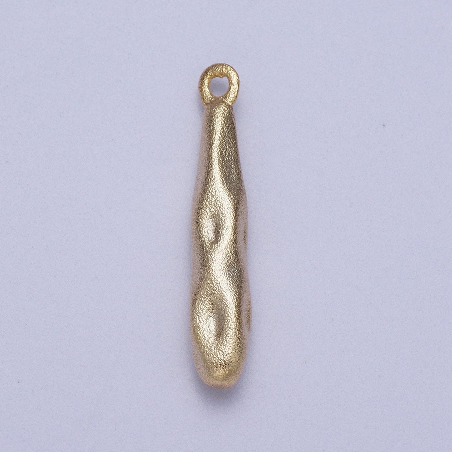 Dainty Gold Matte Stick Charms 22.6x3.9 mm