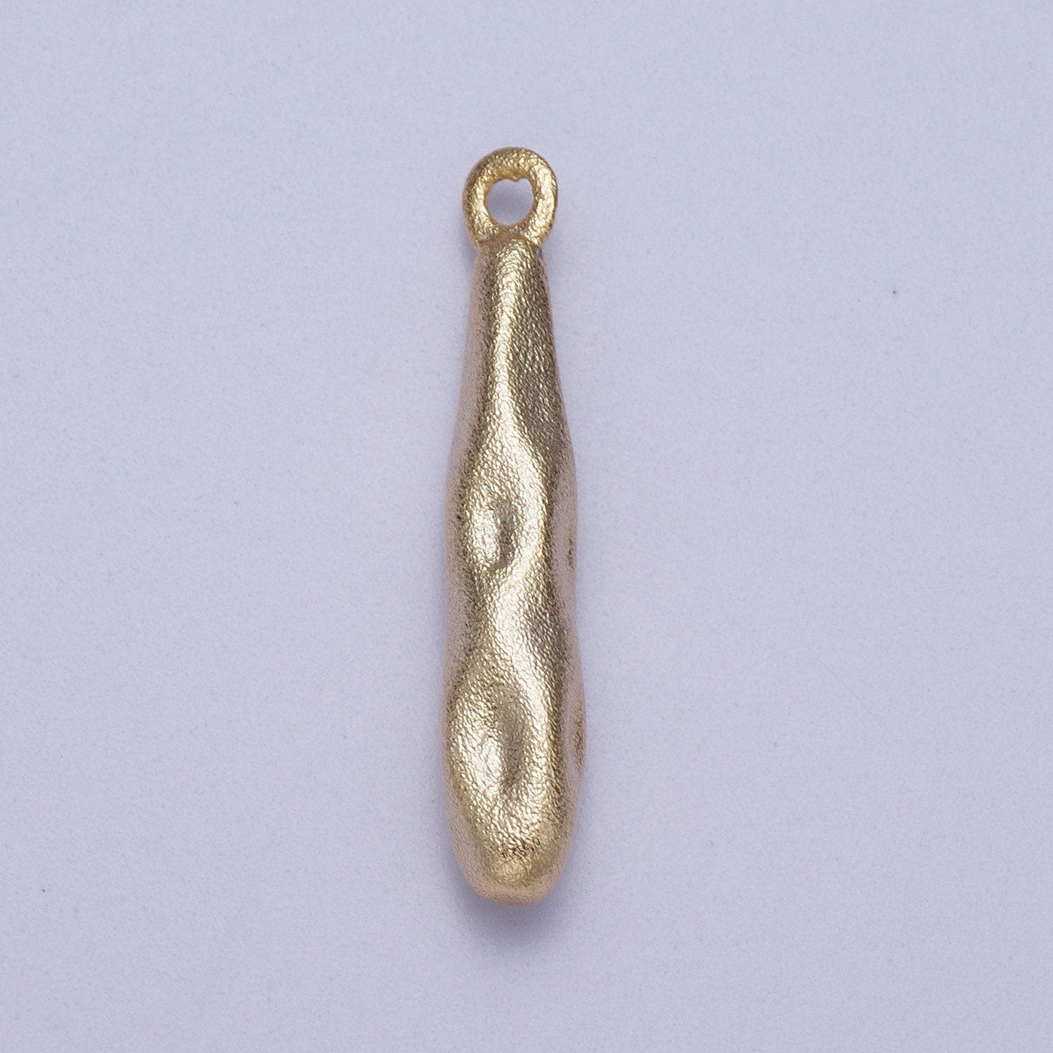 Dainty Gold Matte Stick Charms 22.6x3.9 mm