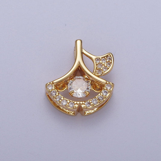 Dainty Leaf Charm Dangle Micro Pave CZ Charm I-038