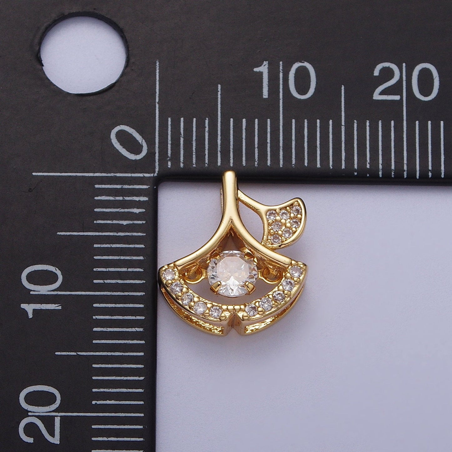 Dainty Leaf Charm Dangle Micro Pave CZ Charm I-038