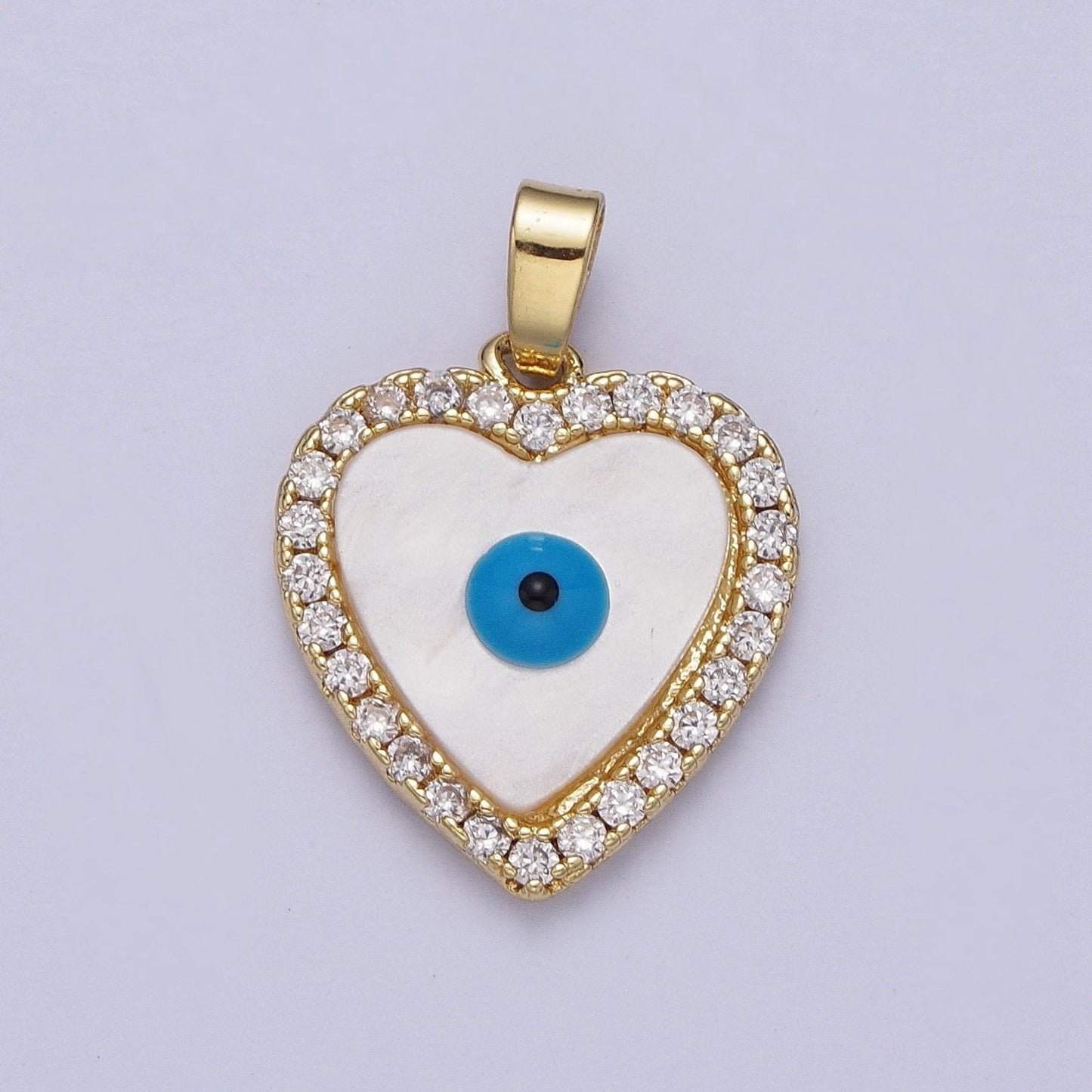 Dainty Evil Eye Charm Gold Enamel Evil Eye Heart Pendant for Add on Charm for Bracelet Necklace Earrings H-776