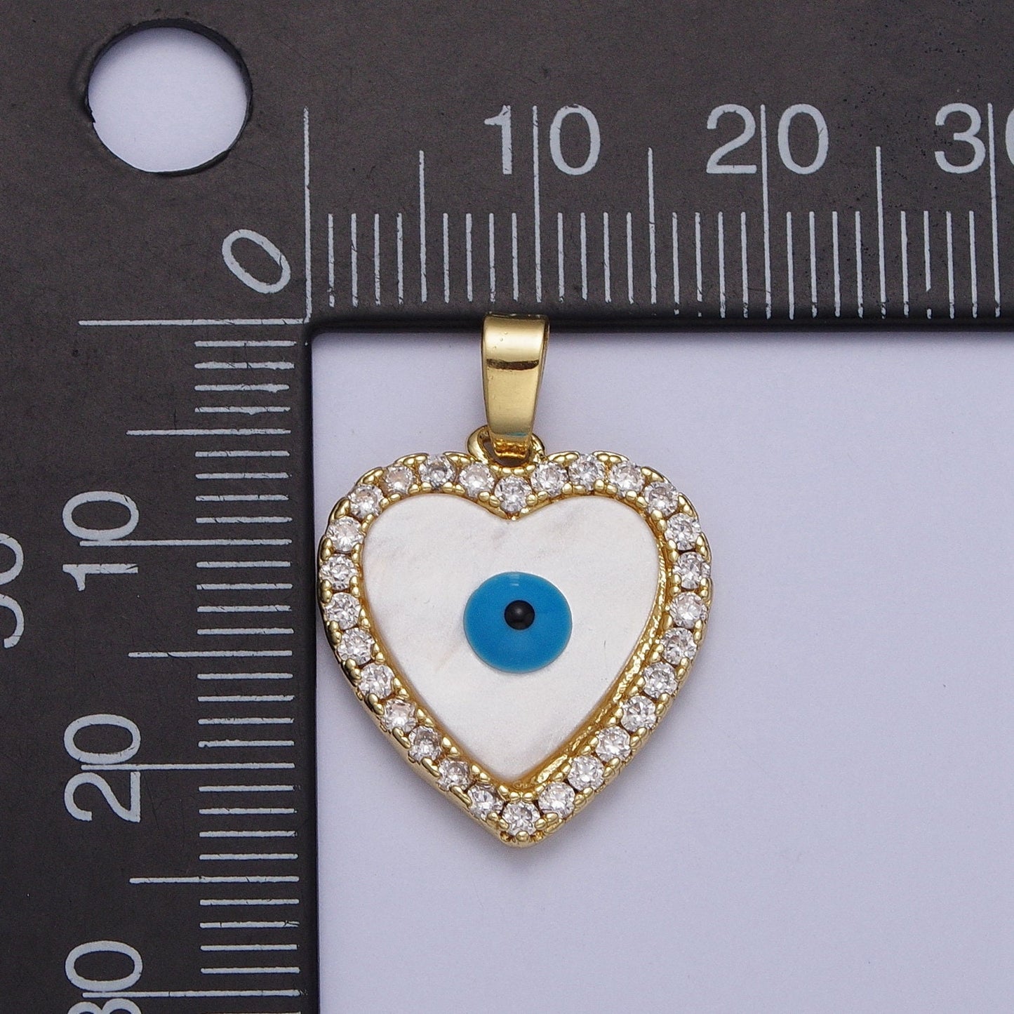 Dainty Evil Eye Charm Gold Enamel Evil Eye Heart Pendant for Add on Charm for Bracelet Necklace Earrings H-776