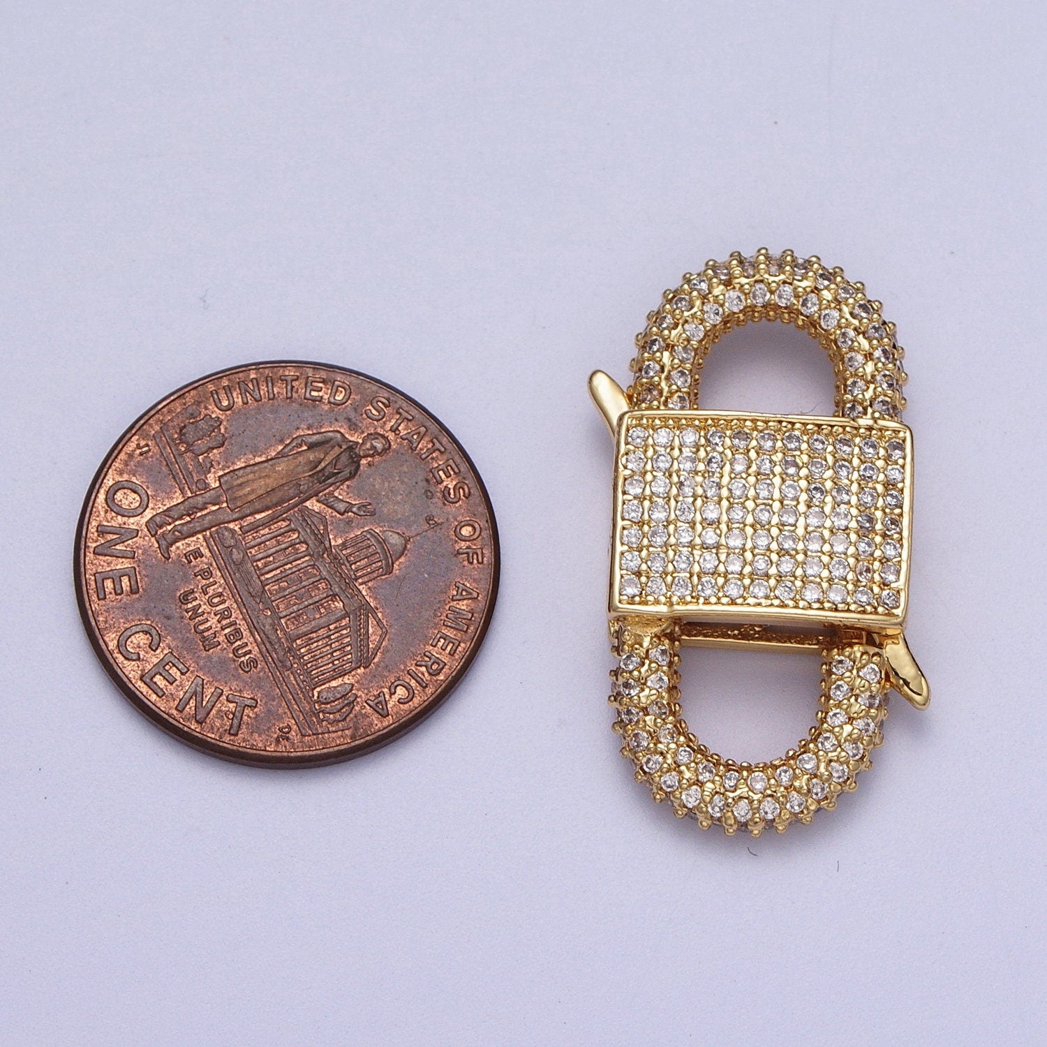 Chunky 14k Gold Filled CZ Clasp clicker Iced Out Micro Pave Clasp, 27.2x13.7mm double Clicker ends Clasp Bracelet Necklace Clicker Connector