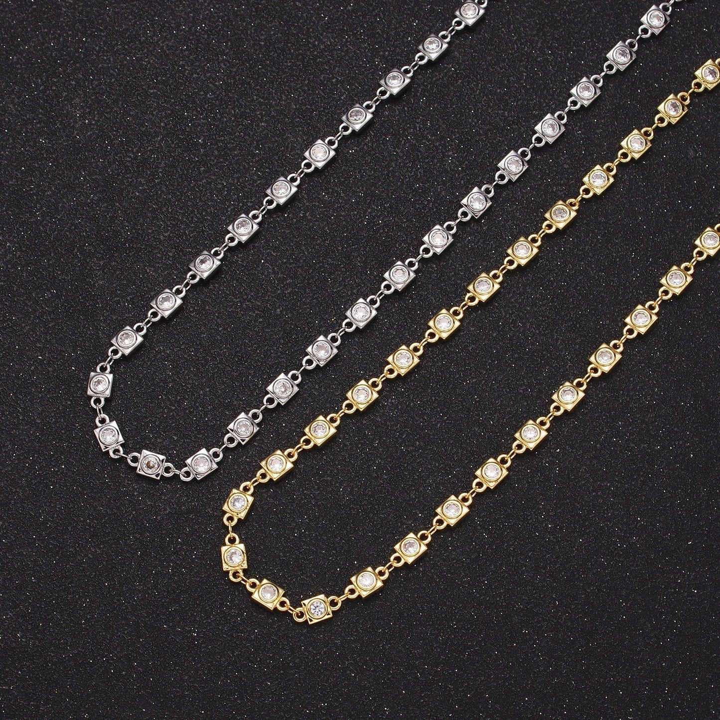 Gold Square Bezel Cut Chain Jewelry Silver Dainty Chain by Yard Geometric Jewelry DIY Jewelry Making Roll-874 Roll-873